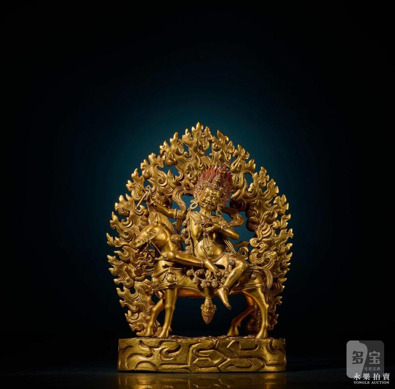 16-17世纪 （扎什伦布寺）铜鎏金吉祥天母 - 图2